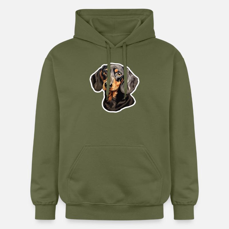 Dackel oder Dachshund - Gildan Unisex Softstyle® Midweight Hoodie - Militärgrün