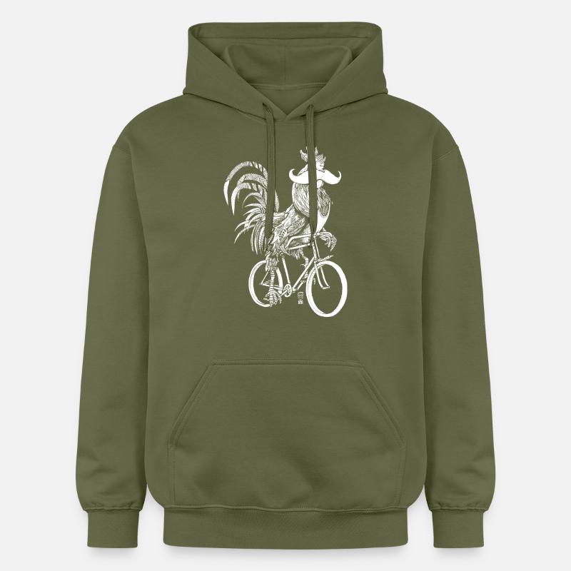 Coq & Bicycles - version blanche - Sweat à capuche Softstyle® Gildan Unisexe - vert militaire