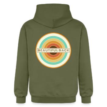 Beautiful Back 70er - Gildan Unisex Softstyle® Midweight Hoodie - Militärgrün - Hinten - Nik (191cm)