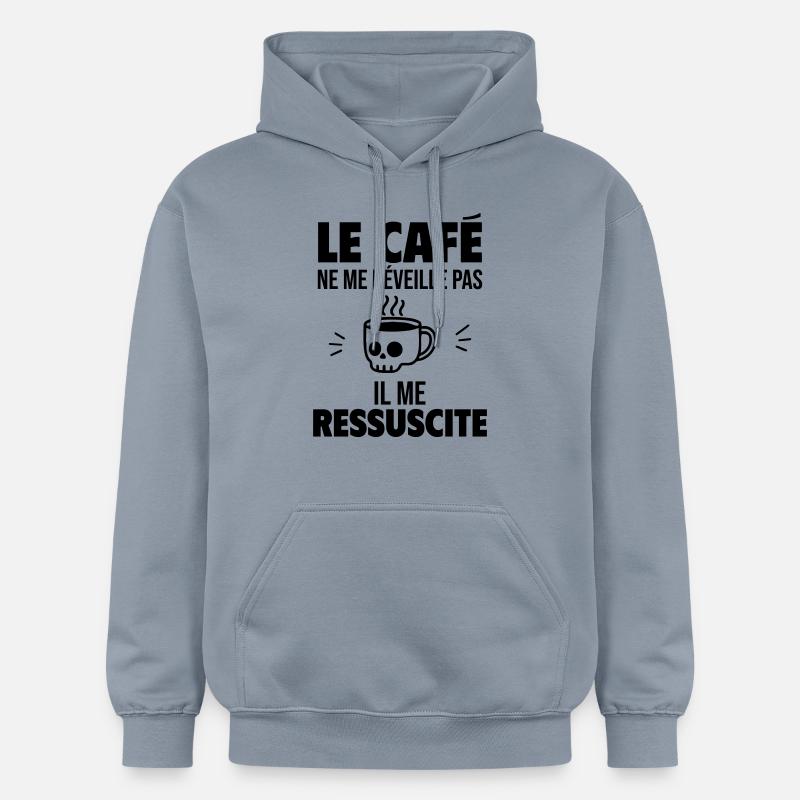 Le café me ressuscite - Sweat à capuche Softstyle® Gildan Unisexe - bleu