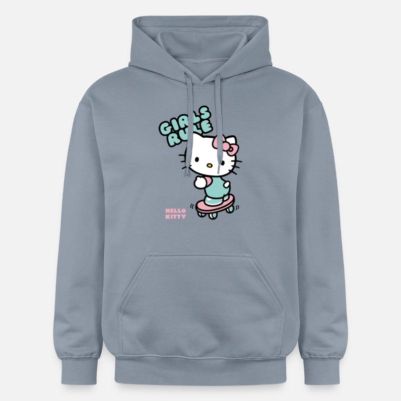 Hello Kitty en una patineta con reglas para niñas - Sudadera con capucha unisex de peso medio Softstyle® de Gildan - azul