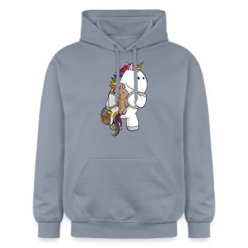 Oster Comic Einhorn - Gildan Unisex Softstyle® Midweight Hoodie - Blau - Vorne - Liana (172cm) & Jaron (178cm)