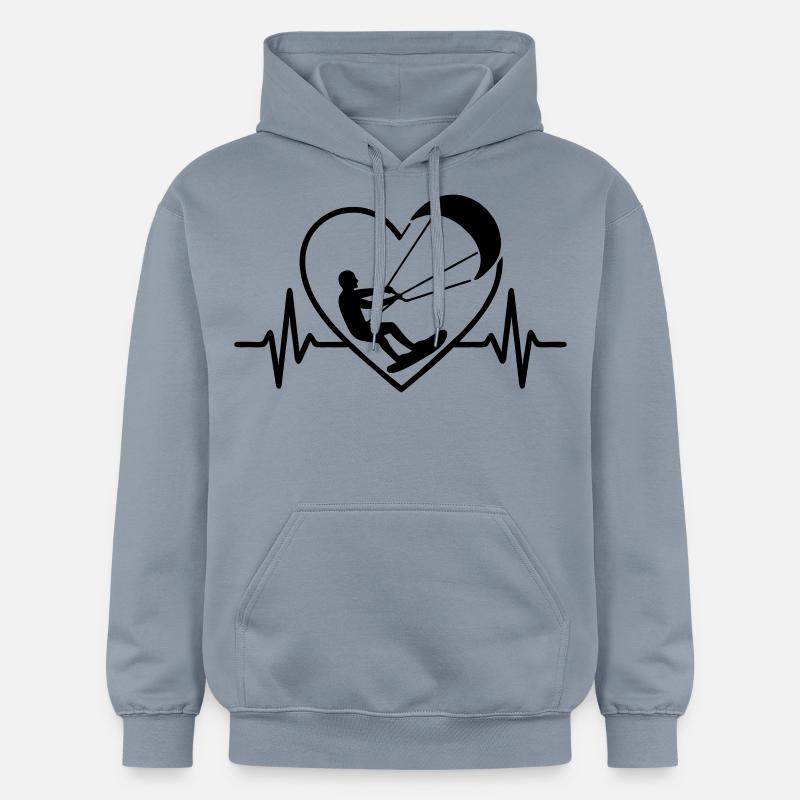 Kitesurf Kitesurfer Cœur Passion - Sweat à capuche Softstyle® Gildan Unisexe - bleu