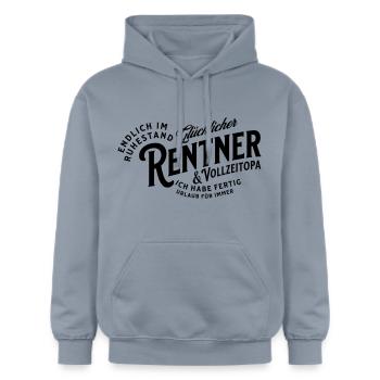 Glücklicher Rentner & Vollzeitopa - Gildan Unisex Softstyle® Midweight Hoodie - Blau - Vorne - Liana (172cm) & Jaron (178cm)