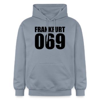 069 Frankfurt – Unsere Stadt City of #Frankfurt - Gildan Unisex Softstyle® Midweight Hoodie - Blau - Vorne - Liana (172cm) & Jaron (178cm)