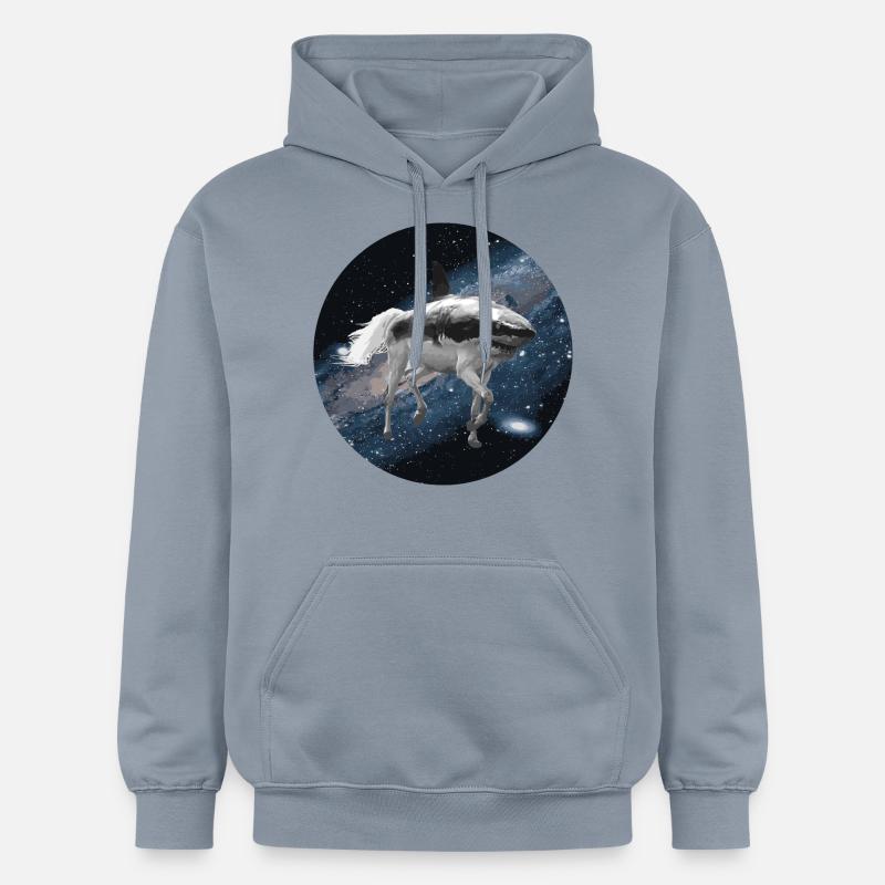 Cheval de requin dans l'espace - Sweat à capuche Softstyle® Gildan Unisexe - bleu