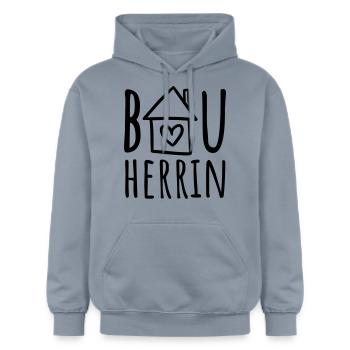 Bauherrin (Farbwechsel / Farbe änderbar) - Gildan Unisex Softstyle® Midweight Hoodie - Blau - Vorne - Liana (172cm) & Jaron (178cm)
