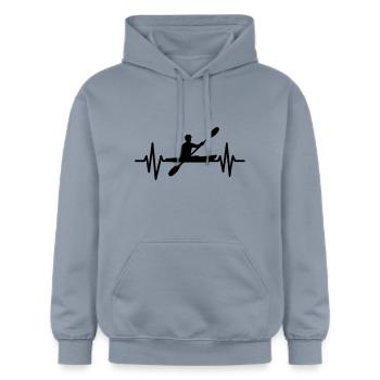 Herzschlag Kajak - Gildan Unisex Softstyle® Midweight Hoodie - Blau - Vorne - Liana (172cm) & Jaron (178cm)
