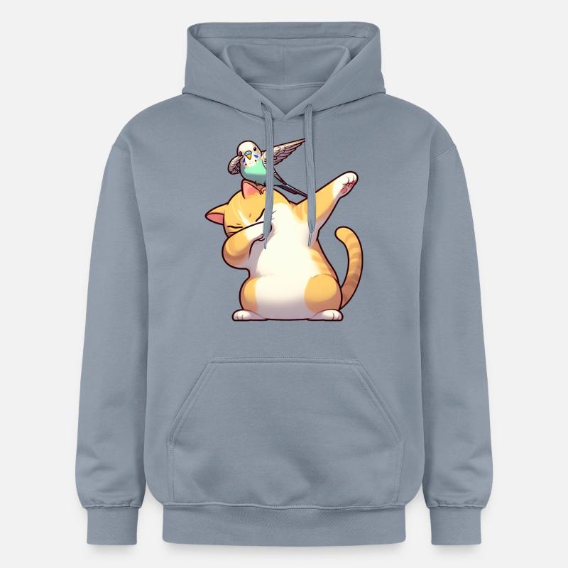 Chat et perruche dabbing mignon - Sweat à capuche Softstyle® Gildan Unisexe - bleu