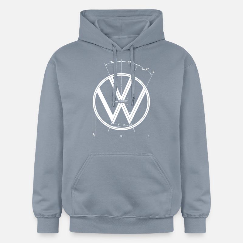 Logotipo azul de Volkswagen VW como gráfico de construcción - Sudadera con capucha unisex de peso medio Softstyle® de Gildan - azul