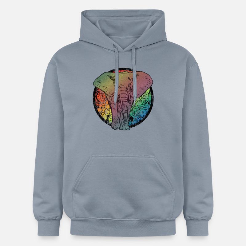Caricature d'éléphant - Sweat à capuche Softstyle® Gildan Unisexe - bleu