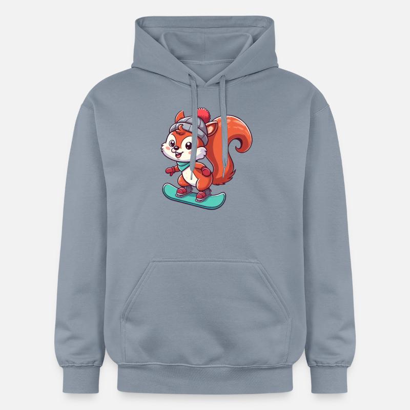 Winterabenteuer mit Eichhörnchen – Snowboard-Spaß - Gildan Unisex Softstyle® Midweight Hoodie - Blau