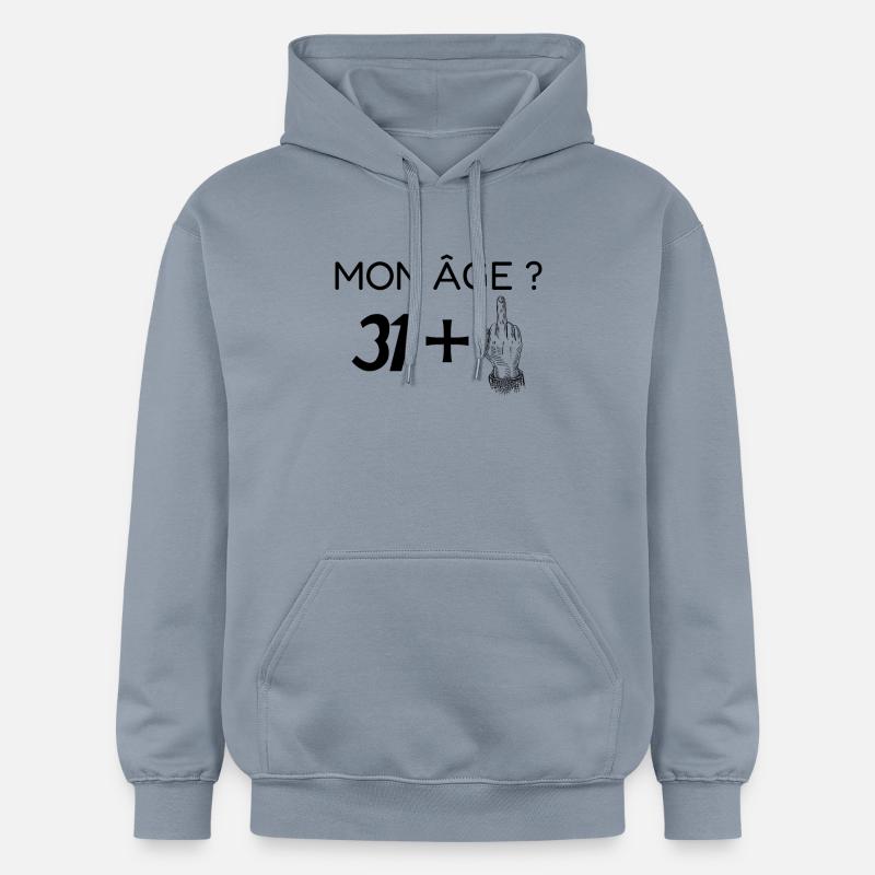 mon âge 32 - Sweat à capuche Softstyle® Gildan Unisexe - bleu