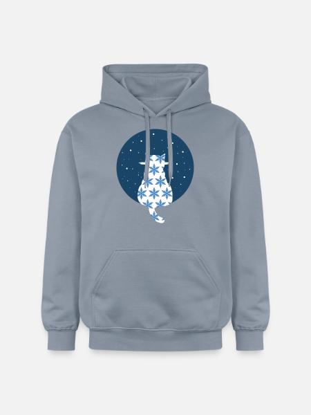 Cat watching snowflakes - Gildan Unisex Softstyle® Midweight Hoodie - blue