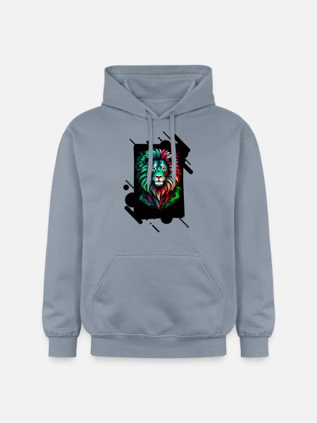 Bunter Neonlöwe - Gildan Unisex Softstyle® Midweight Hoodie - Blau