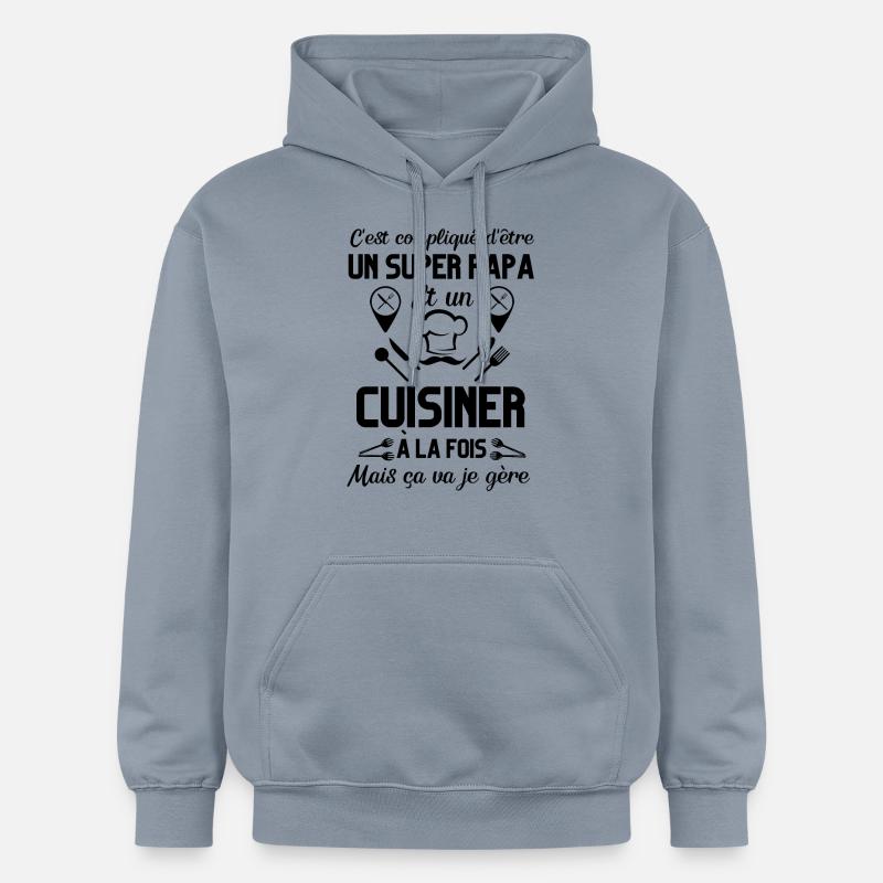 Super papa cuisinier - Sweat à capuche Softstyle® Gildan Unisexe - bleu