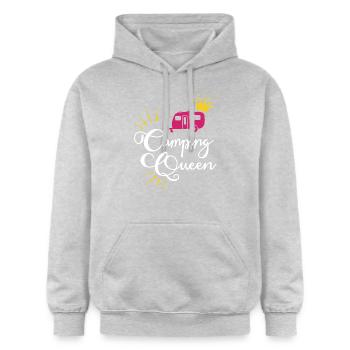 Camping Queen Caravane - Sweat à capuche Softstyle® Gildan Unisexe - gris clair chiné - Devant - Liana (172cm) & Jaron (178cm)