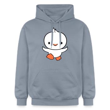 Duck running fast wants to fly cute flutter - Gildan Unisex Softstyle® Midweight Hoodie - blue - Front - Liana (172cm) & Jaron (178cm)