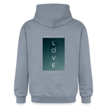 Liebe, Love - Gildan Unisex Softstyle® Midweight Hoodie - Blau - Hinten - Liana (172cm)