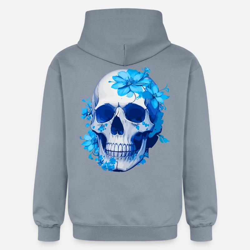 Crâne Floral Bleu Intense - Sweat à capuche Softstyle® Gildan Unisexe - bleu