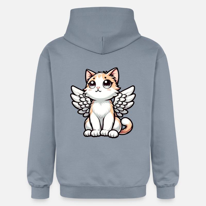 Dessin de bande dessinée ange chat mignon - Sweat à capuche Softstyle® Gildan Unisexe - bleu