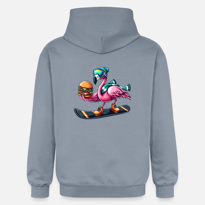 Flamingo Snowboard Hamburger Fun - Sweat à capuche Softstyle® Gildan Unisexe - bleu