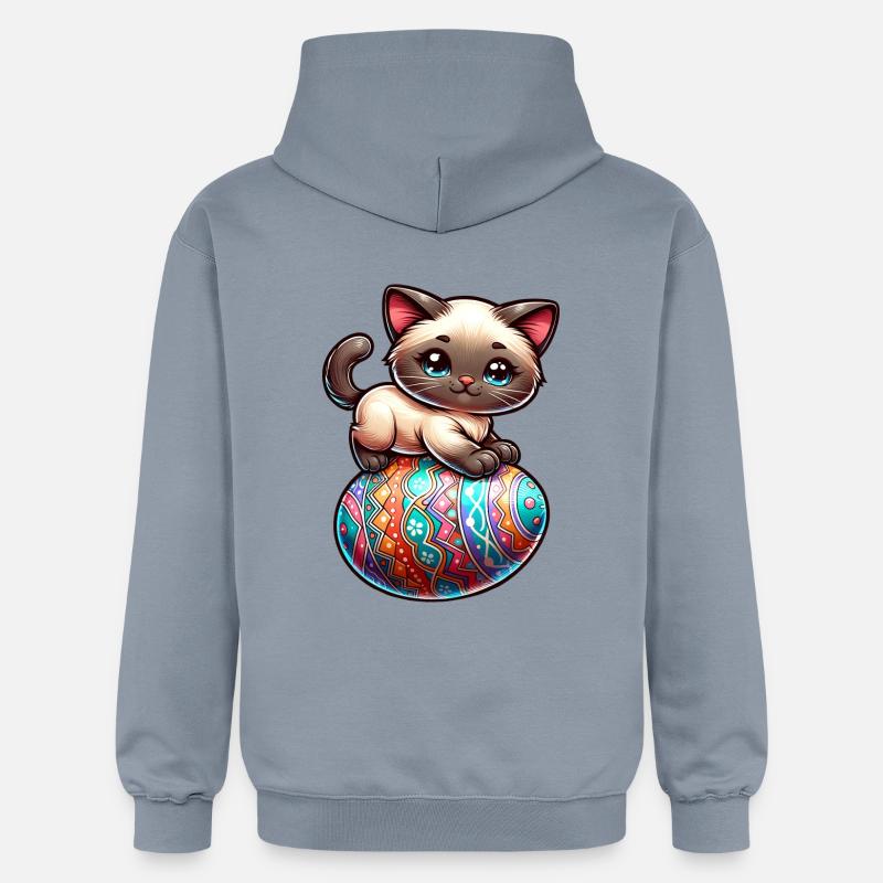 Siamese cat on easter egg - Gildan Unisex Softstyle® Midweight Hoodie - blue