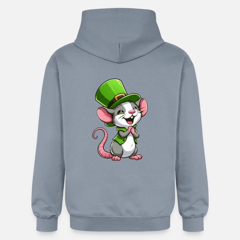 Rat mignon de la Saint-Patrick - Sweat à capuche Softstyle® Gildan Unisexe - bleu