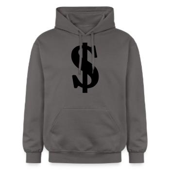 $ dollar cash - Gildan Unisex Softstyle® Midweight Hoodie - Dunkelgrau - Vorne - Marisol (170cm) & Nik (191cm)