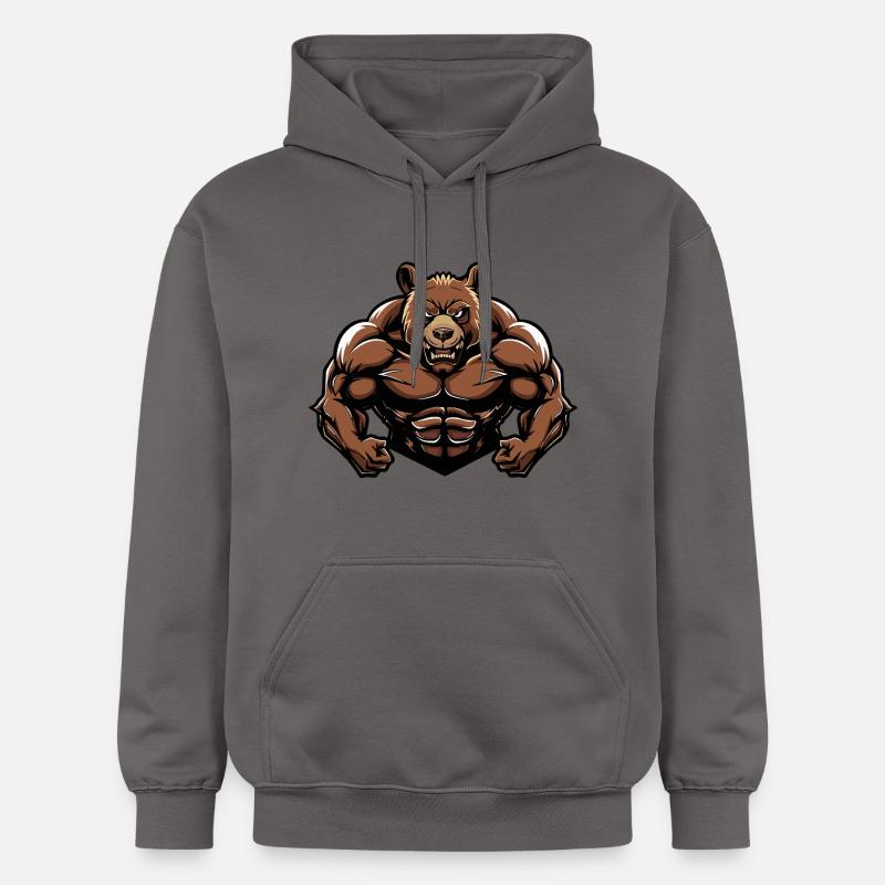 Musculation Bear Muscles Musculation - Sweat à capuche Softstyle® Gildan Unisexe - gris foncé