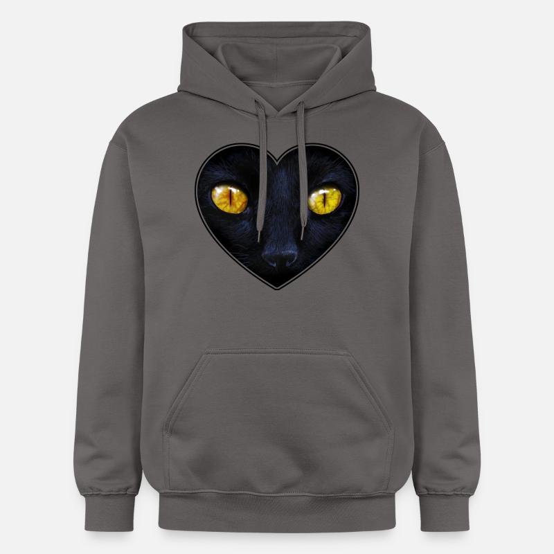 Visage de chat dans le coeur - Sweat à capuche Softstyle® Gildan Unisexe - gris foncé