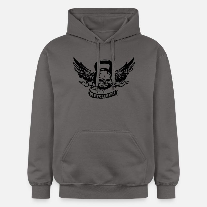 crâne kettlebell - Sweat à capuche Softstyle® Gildan Unisexe - gris foncé
