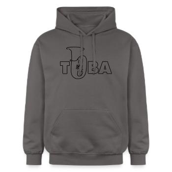 tuba - Gildan Unisex Softstyle® Midweight Hoodie - Dunkelgrau - Vorne - Marisol (170cm) & Nik (191cm)