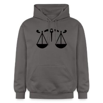 Sternzeichen - Waage - Gildan Unisex Softstyle® Midweight Hoodie - Dunkelgrau - Vorne - Marisol (170cm) & Nik (191cm)