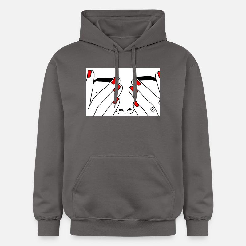 Visage ongle rouge - Sweat à capuche Softstyle® Gildan Unisexe - gris foncé