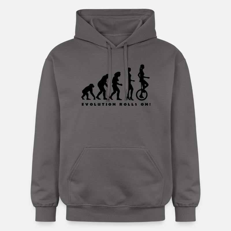 evolution_einradfahrerin_1c_b - Gildan Unisex Softstyle® Midweight Hoodie - Dunkelgrau