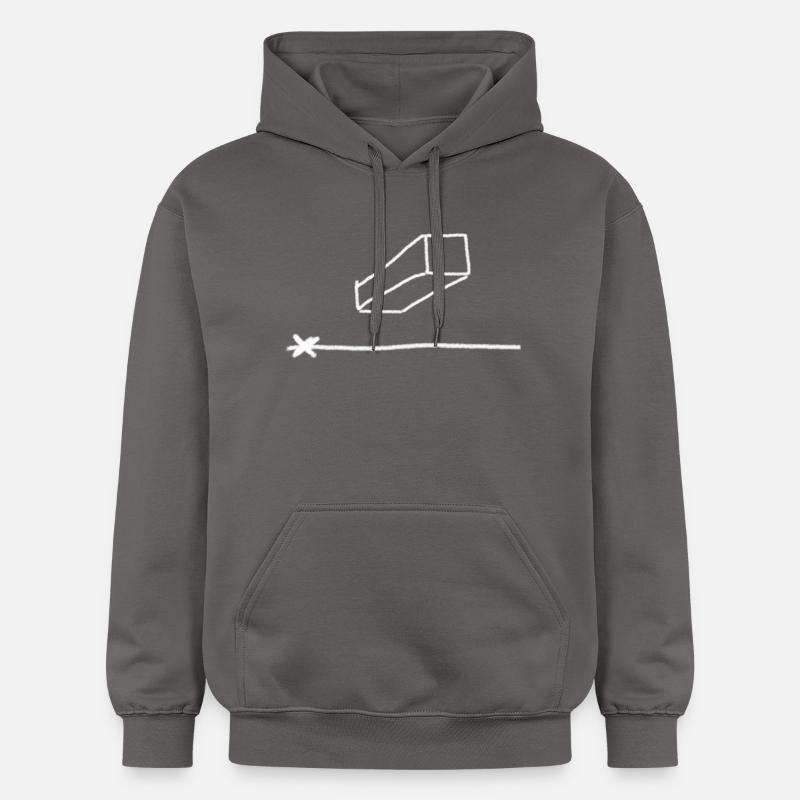 Central perspective ; Undersight ; Drawing ; Article - Gildan Unisex Softstyle® Midweight Hoodie - dark grey