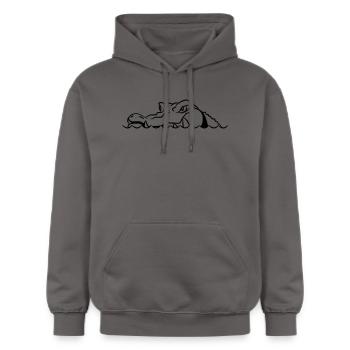 Krokodile kunst muster gestreift - Gildan Unisex Softstyle® Midweight Hoodie - Dunkelgrau - Vorne - Marisol (170cm) & Nik (191cm)