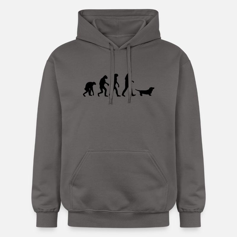 sausage dog evolution - Gildan Unisex Softstyle® Midweight Hoodie - dark grey