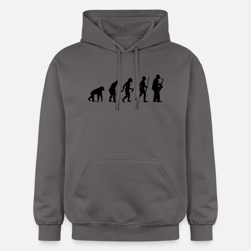l'évolution du saxophone - Sweat à capuche Softstyle® Gildan Unisexe - gris foncé