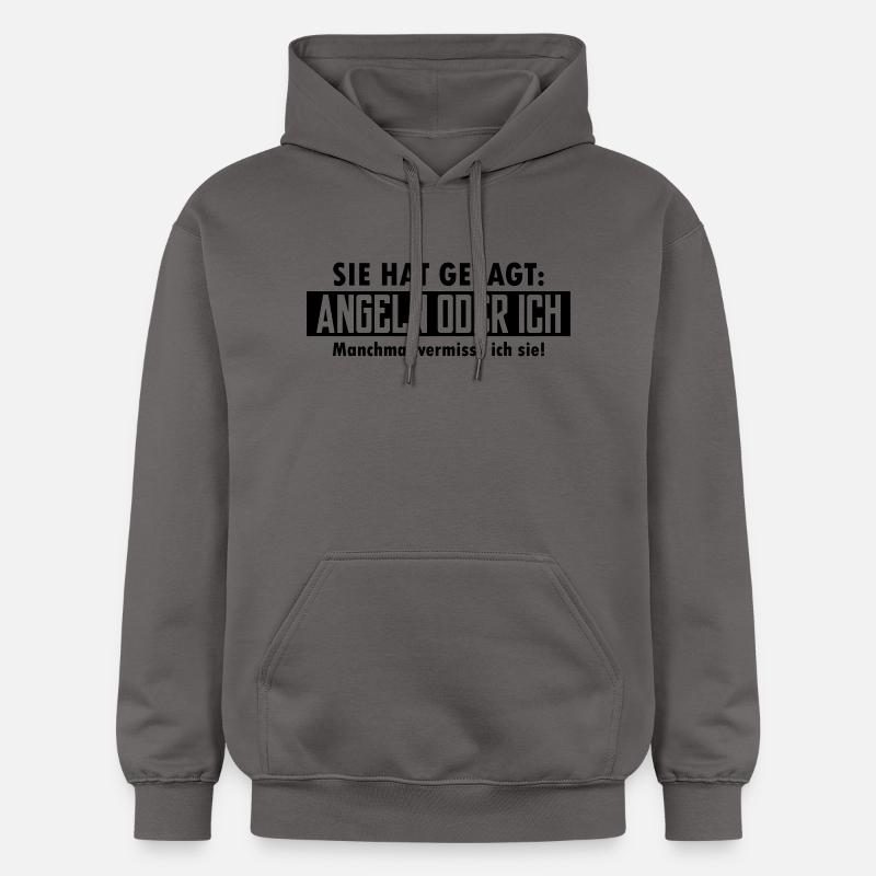 angeln oder ich - Gildan Unisex Softstyle® Midweight Hoodie - Dunkelgrau