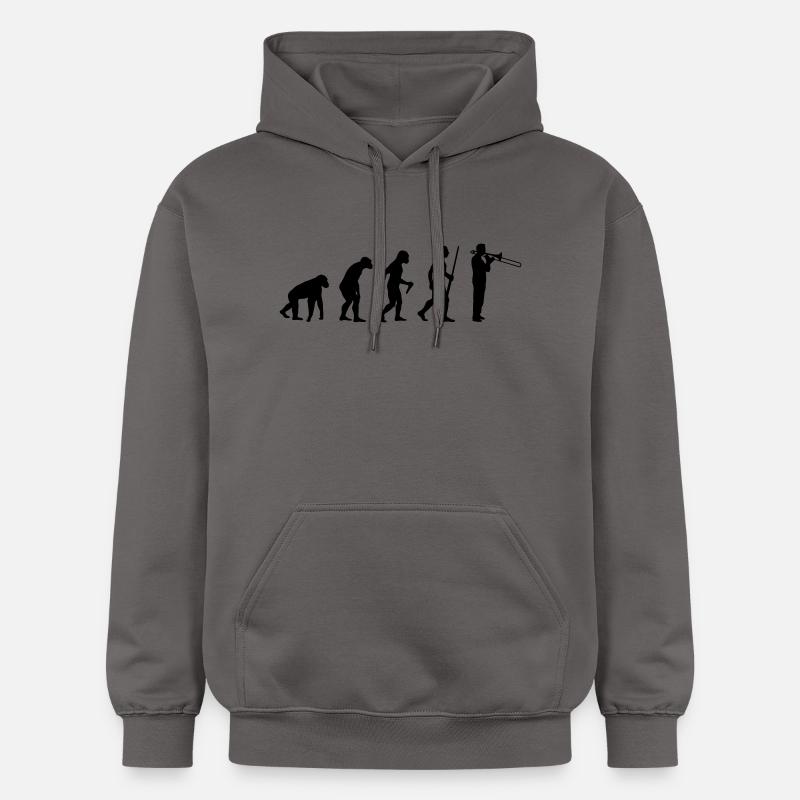 L'évolution du tromboniste - Sweat à capuche Softstyle® Gildan Unisexe - gris foncé