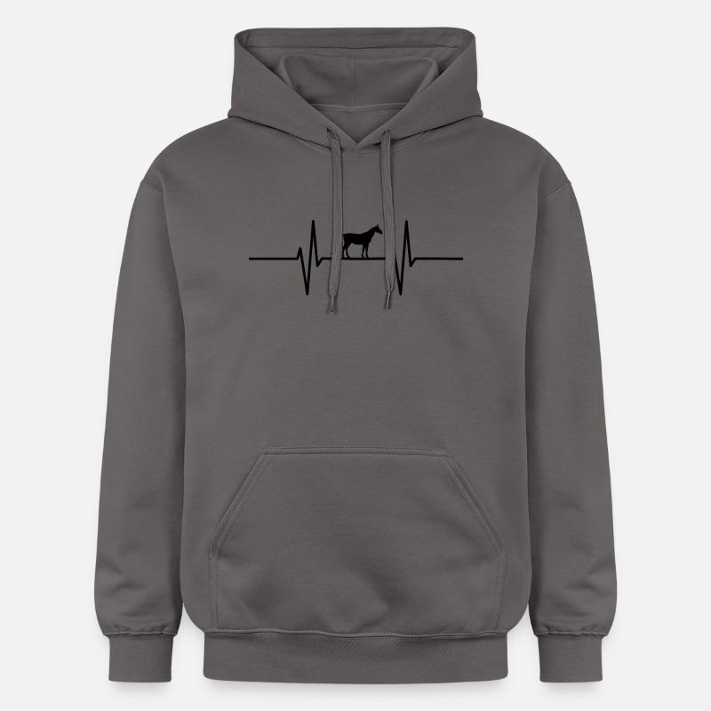 Battement de cœur avec cheval - Sweat à capuche Softstyle® Gildan Unisexe - gris foncé