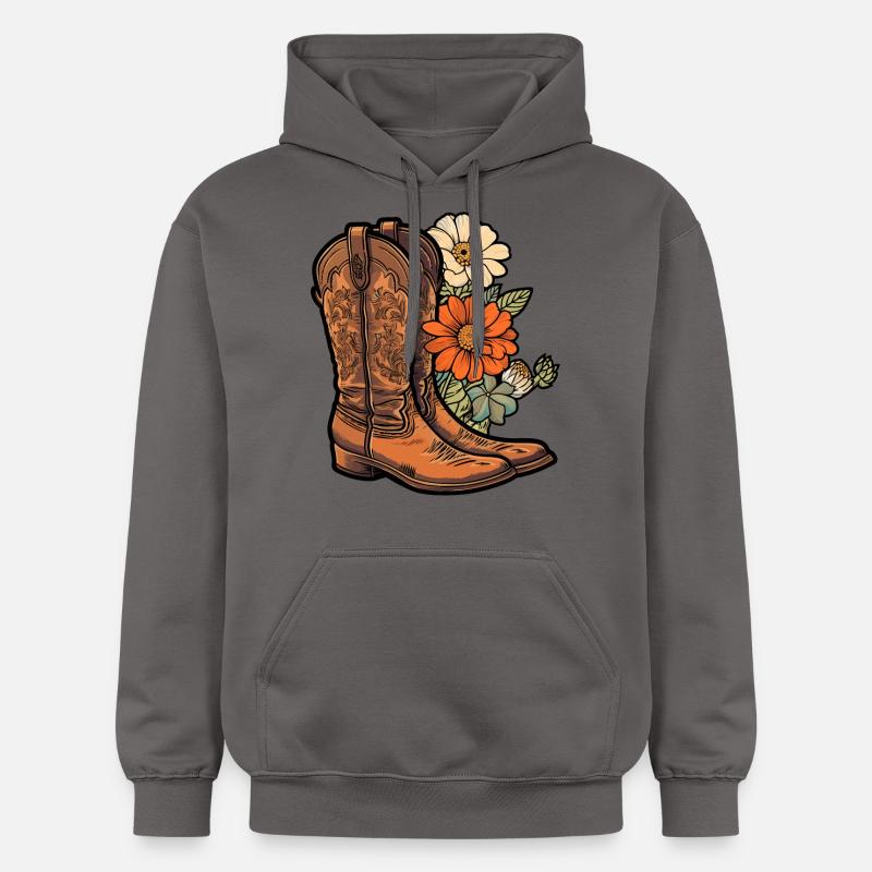 Bottes de cow-boy Fleurs - Sweat à capuche Softstyle® Gildan Unisexe - gris foncé