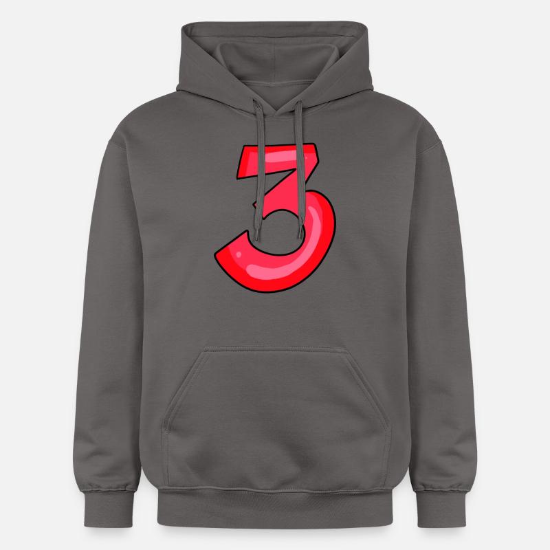 3 rouge - numéro trois - chiffre - Sweat à capuche Softstyle® Gildan Unisexe - gris foncé