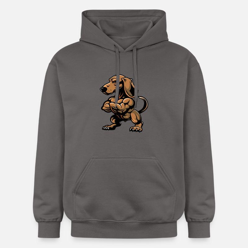 Teckel Chien Muscles Musculation Teckel - Sweat à capuche Softstyle® Gildan Unisexe - gris foncé