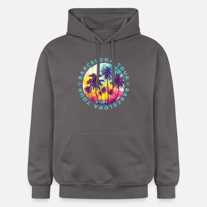 Visite des palmiers de Barcelone - Sweat à capuche Softstyle® Gildan Unisexe - gris foncé