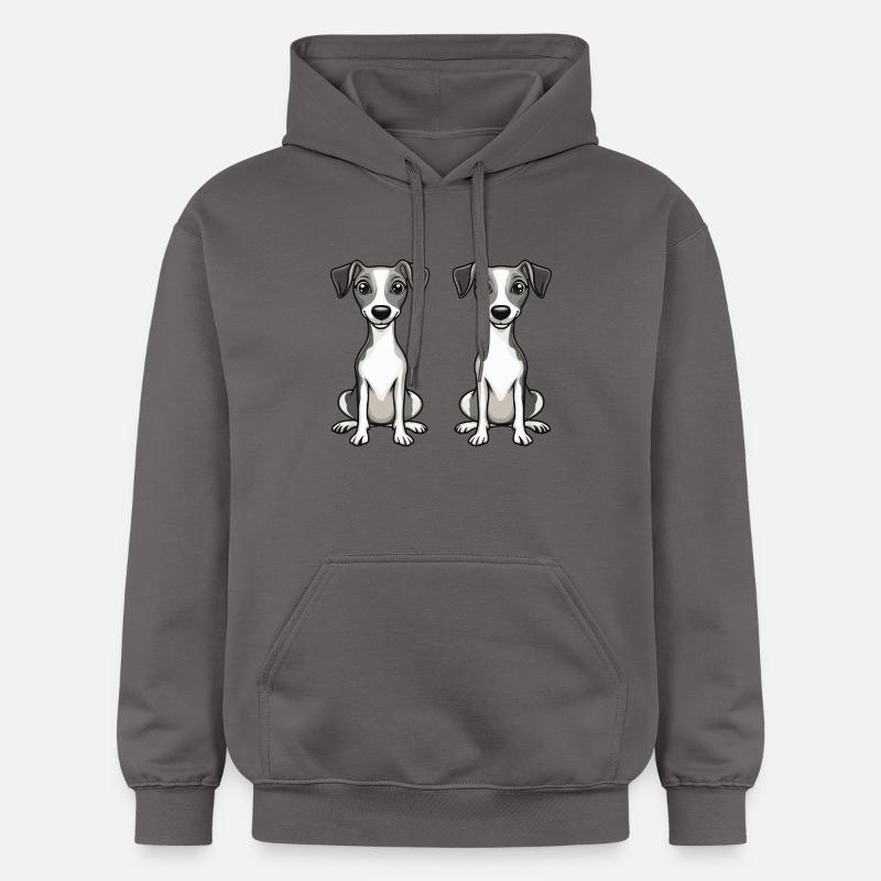 Whippet Chien Bande dessinée - Sweat à capuche Softstyle® Gildan Unisexe - gris foncé