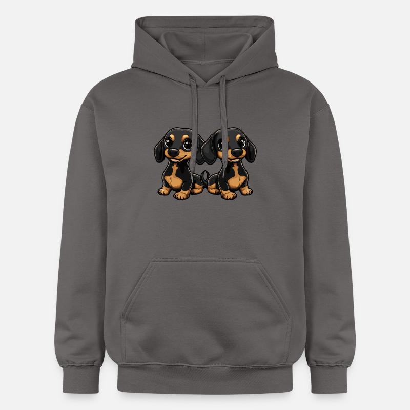 Teckel BadgerDog Bande dessinée - Sweat à capuche Softstyle® Gildan Unisexe - gris foncé