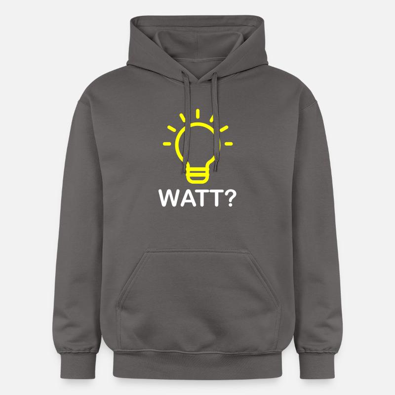 Watt? - Cadeau drôle d'électricien d'ampoule - Sweat à capuche Softstyle® Gildan Unisexe - gris foncé